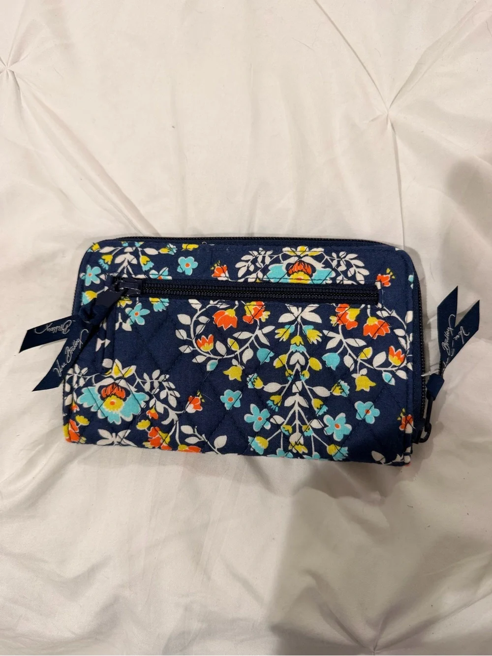 Vera Bradley Navy Quilted Floral Turn-Lock Wallet